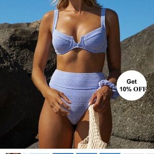 Women's Blue Patterned Bikini Set